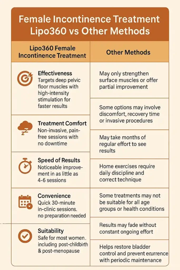 Comprehensive Guide To Female Incontinence Treatment Options 1 Table showing benefits of incontinence treatment Earl Shilton