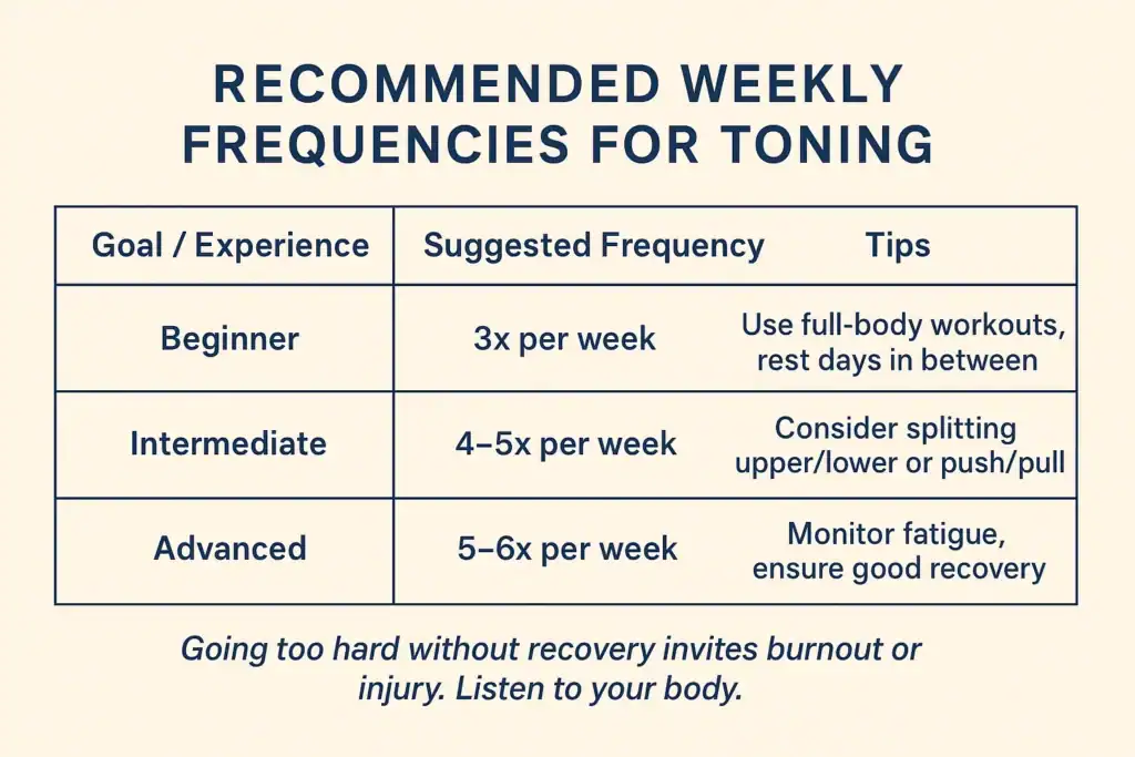 Achieving the Perfect Tone: How Often Should You Exercise for Results? 2 Graphic to show how often you should do exercise to help with toning Earl Shilton